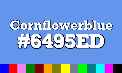 HTML color Cornflowerblue hex: 6495ED