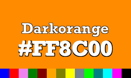 HTML color Darkorange hex: FF8C00