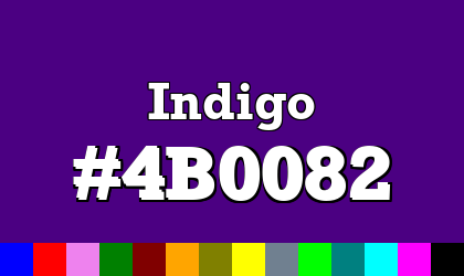HTML color Indigo hex: 4B0082