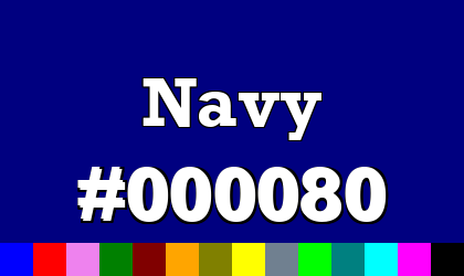 HTML color Navy hex: 000080